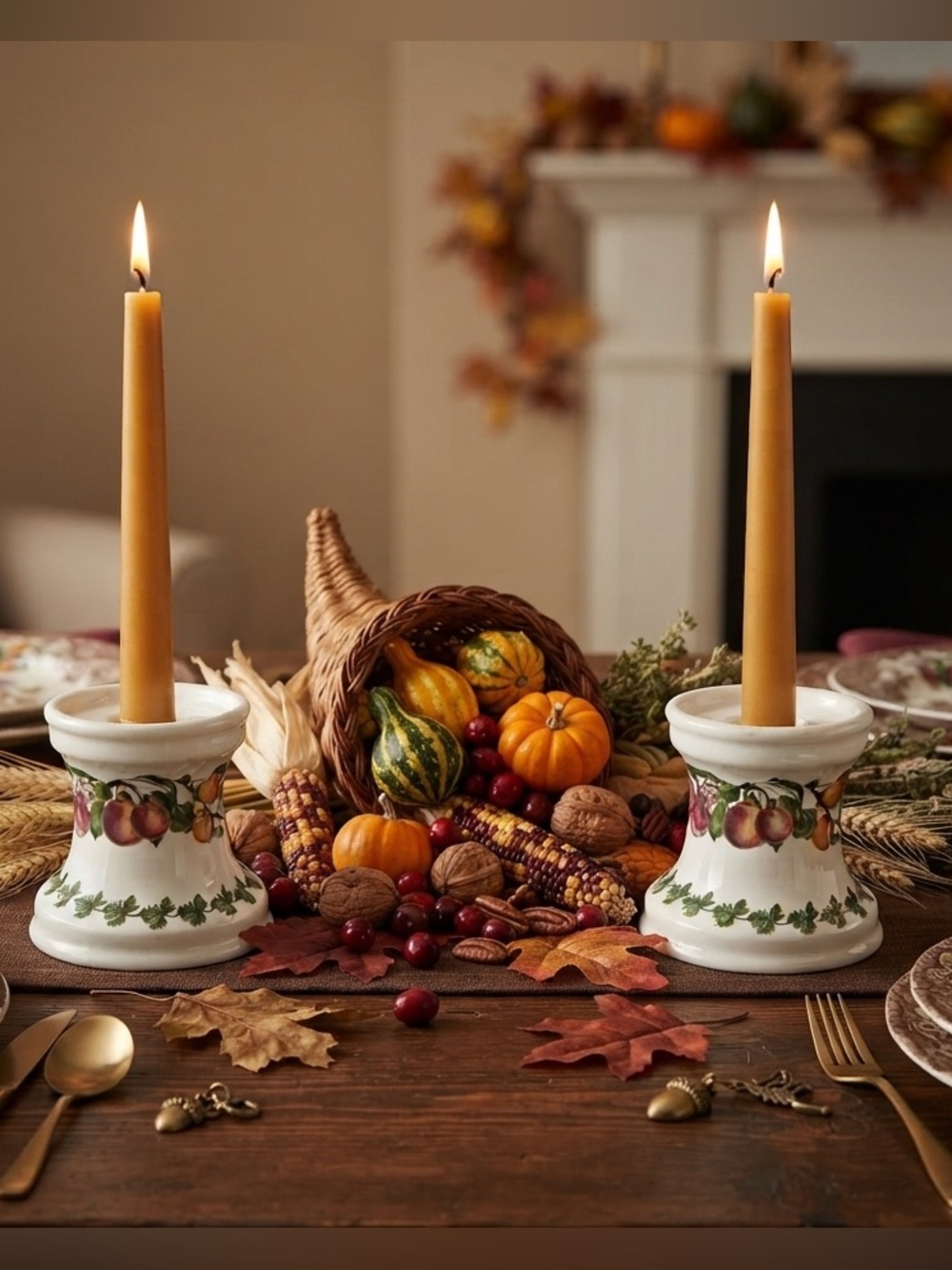 Portmeirion Fruit Motif Candle Holders England Two (2) Candlesticks Holders